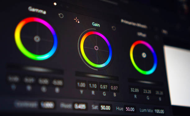 istock Video editing, color correction/color grading software, close up of the screen. video editing concept. 1314972263