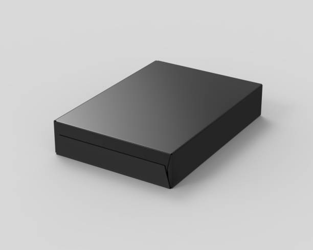 istock Blank black food cardboard box mockup template on isolated white background, ready for design presentation, 3d illustration 1314973266