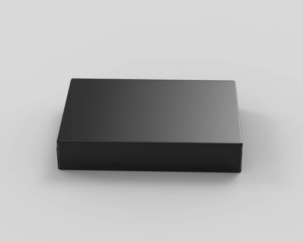 istock Blank black food cardboard box mockup template on isolated white background, ready for design presentation, 3d illustration 1314973269