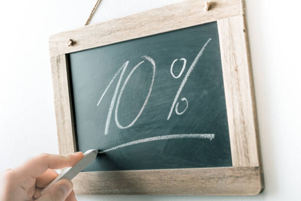 istock 10 Percent Handwritten With Chalk On A Blackboard 1314973817