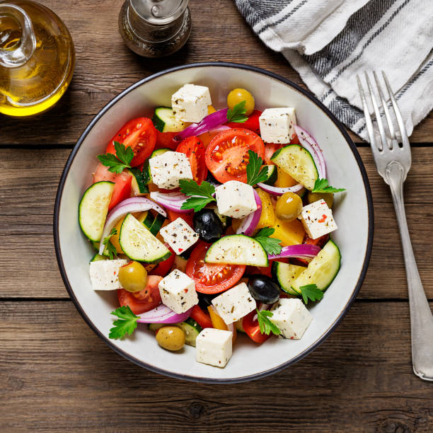 istock Classic Greek salad with fresh vegetables 1314976151