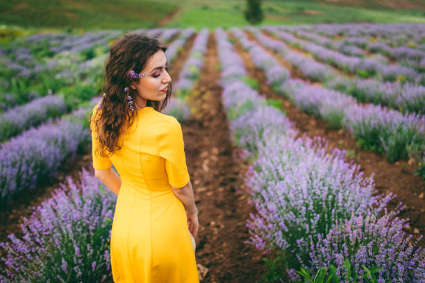 istock Beautiful woman in lavender field 1314976478