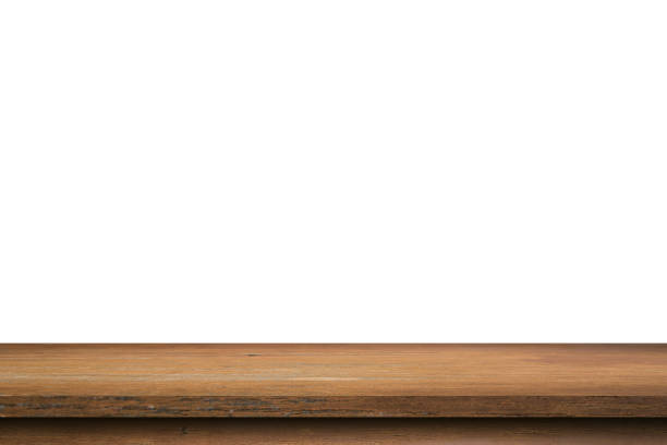 istock Empty wood table on isolate white background and display montage with copy space for product. 1314977757