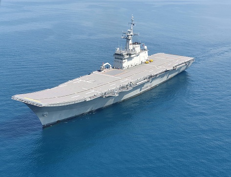 London,Britain25April2021:Britain sent a large fleet of aircraft carriers into the upcoming Pacific Ocean in May, joining the US F-35B and destroyers with US missile-led destroyers as Dutch frigates.