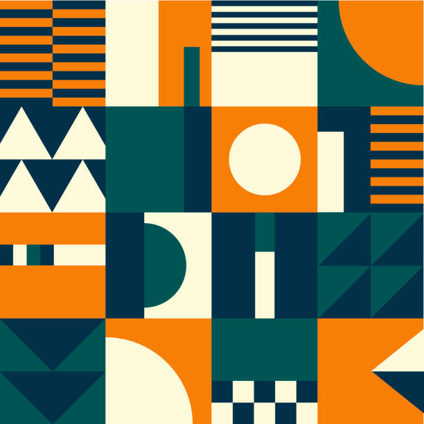 Seamless Geometric Patterns Bundle. Seamless Geometric Patterns Bundle. orange, green, blue colors. mosaic illustrations stock illustrations