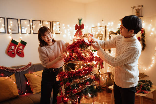 istock Japanese couple at home for Christmas 1314984067