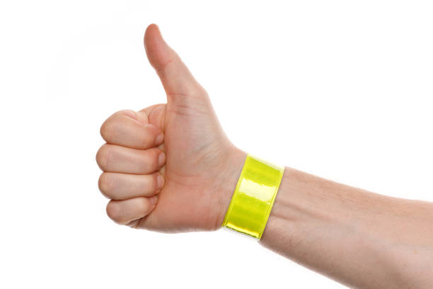 Reflective tape on the wrist on a white background.