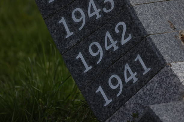 istock Years engraved on a monument and painted with white paint 1314988546