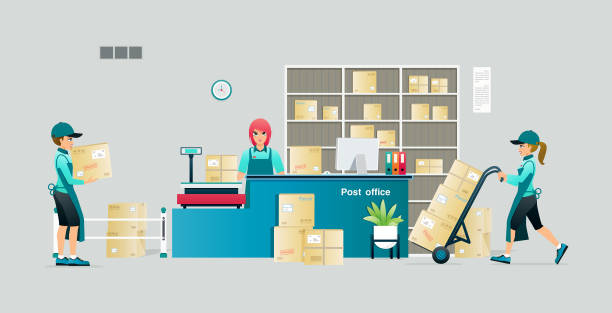 356 Post Office Interior Illustrations & Clip Art - iStock | Post office  counter, Post office line, Bank counter