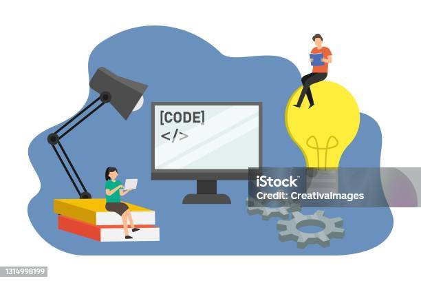 Uni Student Code Example Two University Students Learning Code Stock Illustration - Download ...