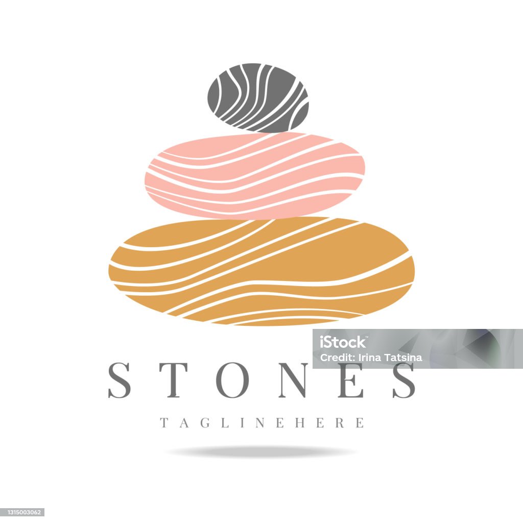 Abstract vector logo of stones sign. Icon wellness and spa. Creative minimalist hand painted illustration for wellness, spa, Thai massage. Design template logo with symbol natural stones. Wellbeing stock vector