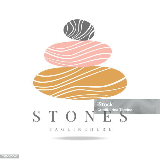 Abstract Vector Logo Of Stones Sign Icon Wellness And Spa Creative Minimalist Hand Painted Illustration For Wellness Spa Thai Massage Design Template Logo With Symbol Natural Stones Stock Illustration - Download Image Now