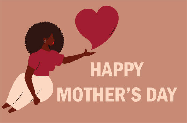 glückliche internationale muttertag karte grußeinladung - mothers day mother single flower family stock-grafiken, -clipart, -cartoons und -symbole