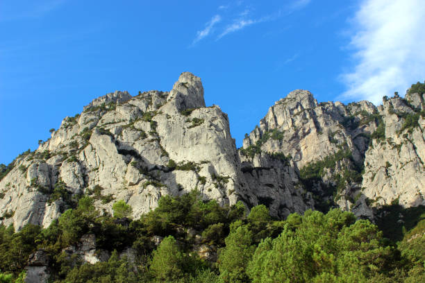 Els Ports rugged mountain range in the Parc Natural dels Ports, Catalonia, Spain stock photo