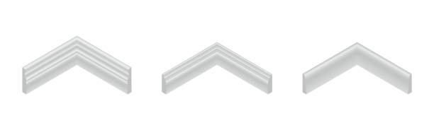 Vector illustration different shapes skirting boards for wall or floor isolated on white background. Set of realistic white baseboard icons in flat cartoon style. Isometric plastic or wood moldings. Vector illustration different shapes skirting boards for wall or floor isolated on white background. Set of realistic white baseboard icons in flat cartoon style. Isometric plastic or wood moldings. mdf stock illustrations