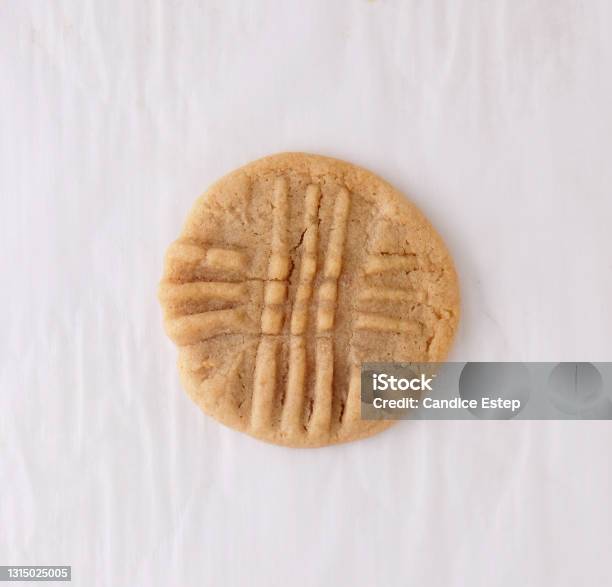 Round Peanut Butter Cookie On White Background Stock Photo - Download Image Now - Peanut Butter Cookie, Baked, Bakery