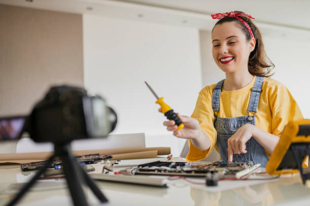 istock Teenage girl working on some engineering project at home. 1315027544