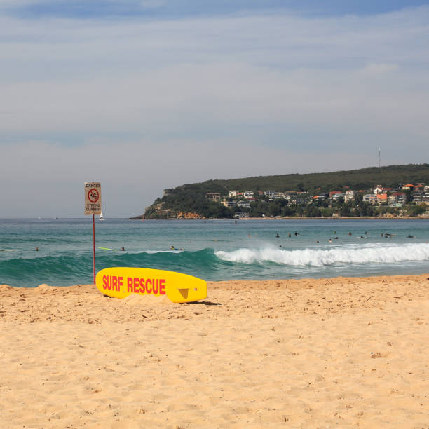 istock Yellow life saving board, Manly beach. Australia. 1315029655
