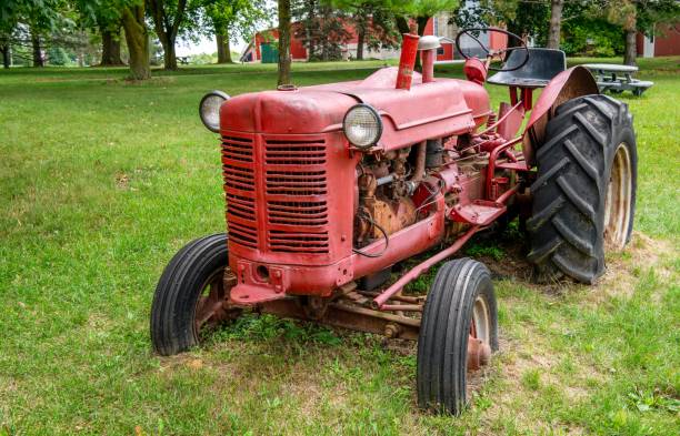 Detailed Silhouette of a Vintage Small Tractor