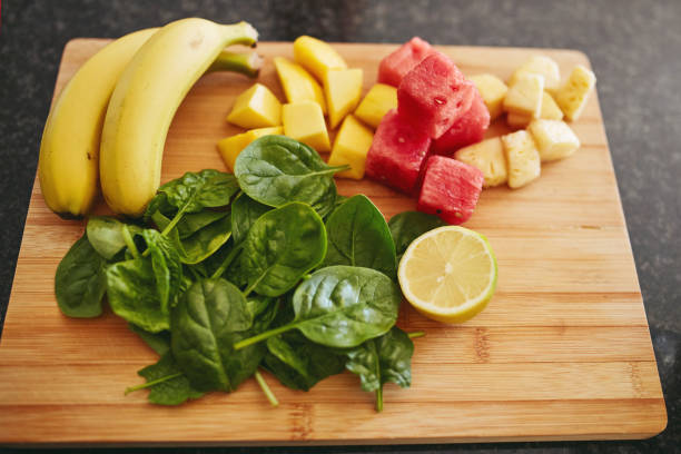 istock Closeup shot of freshly cut fruit on a chopping board 1315030443