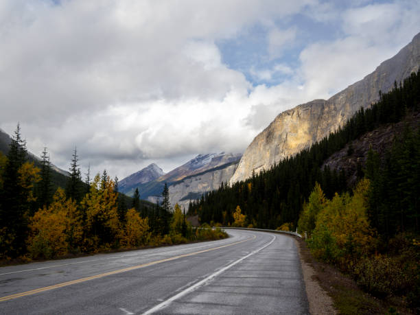istock low angle view of a road the mountains with clouds in autumn 1315031434