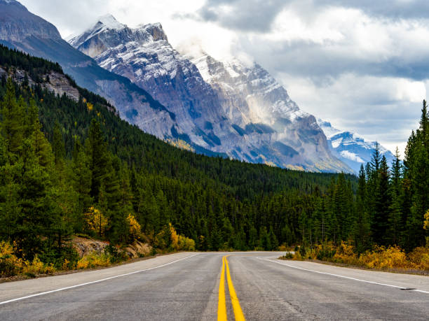 istock low angle view of a road the mountains with clouds in autumn 1315031493