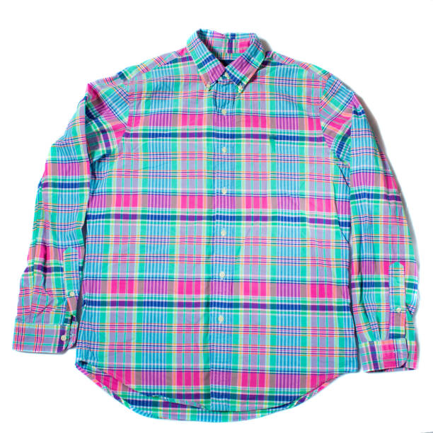 istock Green checkered shirt isolated on white background 1315031675
