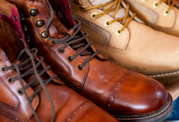 istock Close up of men's brown ankle boots 1315034625