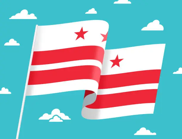 Vector illustration of Flag of Washington D.C. District of Columbia