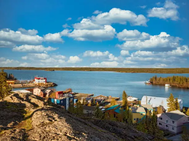Coastal view of Yellowknife and Great Slave Lake, Northwest Territories, Canada