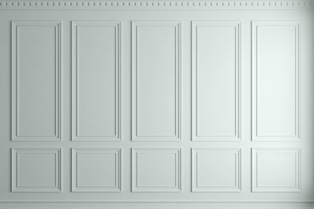 istock Classic wall of white wood panels. Design and technology 1315038342