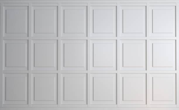 istock Classic wall of white wood panels. Design and technology 1315038350