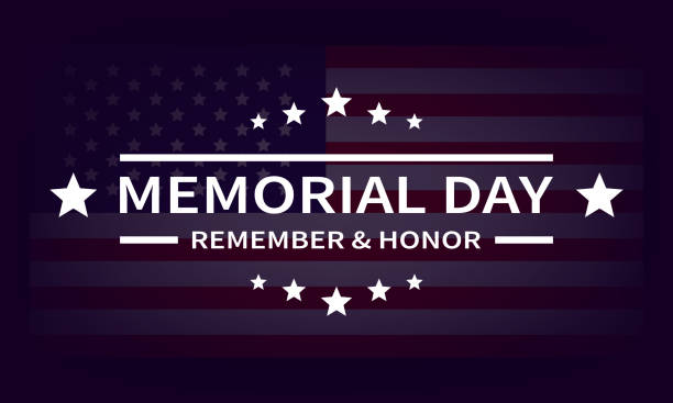USA Memorial Day. American flag banner in dark colors with stars and text Remember and honor. Stock vector illustration EPS 10 USA Memorial Day. American flag banner in dark colors with stars and text. Remember and honor. Stock vector illustration EPS 10 memorial day stock illustrations