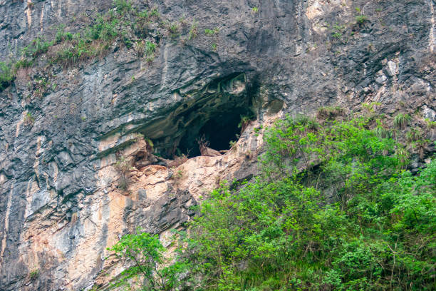 istock Hanging coffin in Dawu gorge on Daning River, Wushan, China. 1315042287