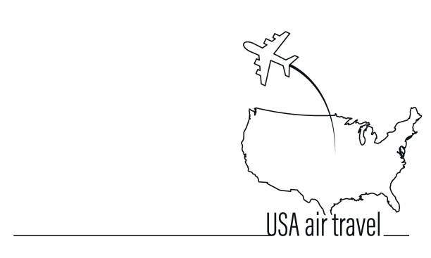 istock United States map, airplane and travel concept banner, background, editable vector. 1315046138