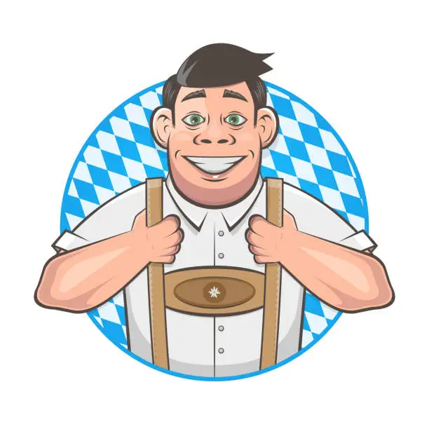 Vector illustration of cartoon logo of a handsome bavarian man