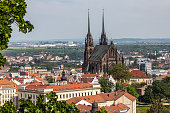 Scenic view of the Cathedral of Saints Peter and Paul in Brno, Czech Republic