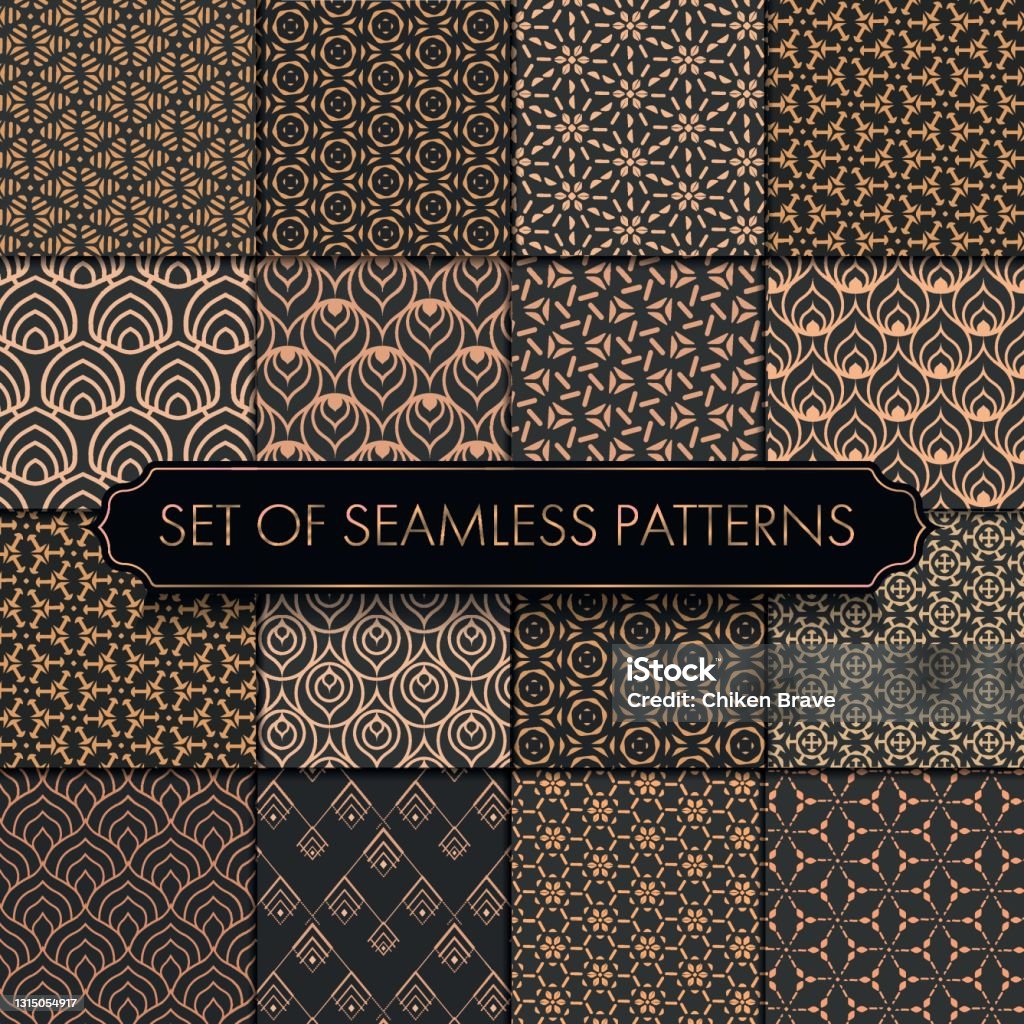 Gold Repeat Pattern Repeat Ornament Graphic Gold Repeat Pattern Seamless Linear Vector ...