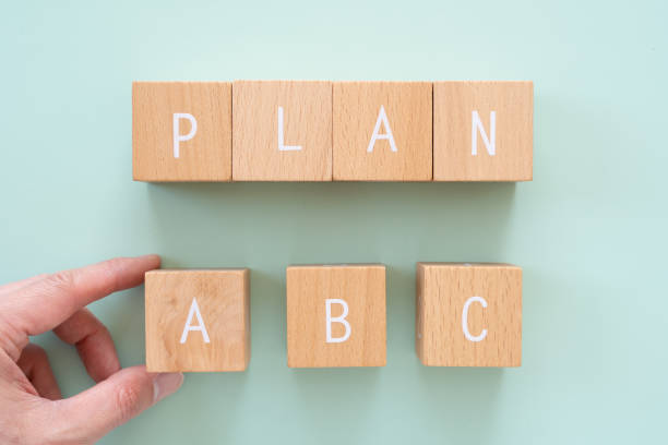 istock Select a plan; Wooden blocks with 