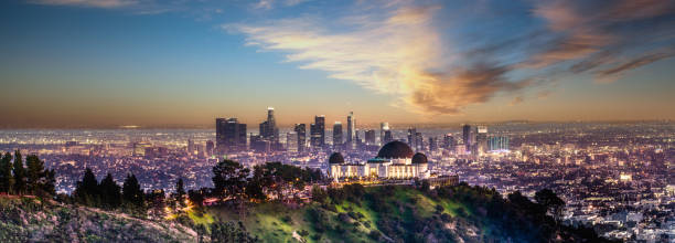 Los Angeles skyline sunset California Los Angeles skyline sunset California griffith park photos stock pictures, royalty-free photos & images