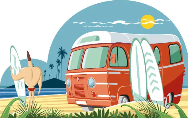 Vector illustration of Cool surfer