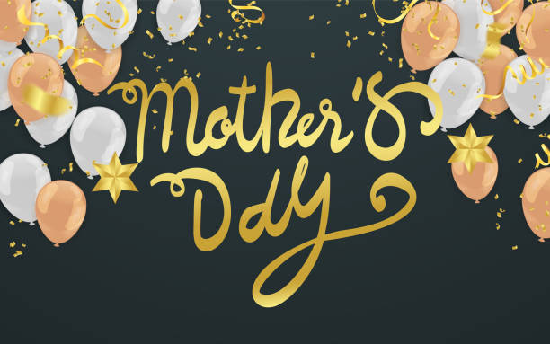 istock Happy Mothers Day handwritten lettering Design Card With balloons Background 1315079604