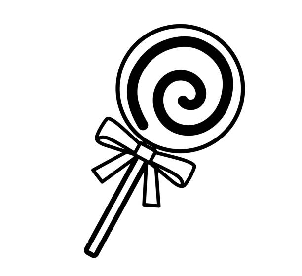 Lollipop Candy Monochrome Stock Illustration - Download Image Now - Black  And White, Black Color, Candy - Istock