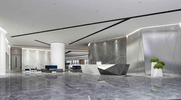 istock 3d render of luxury hotel reception and lobby 1315082177