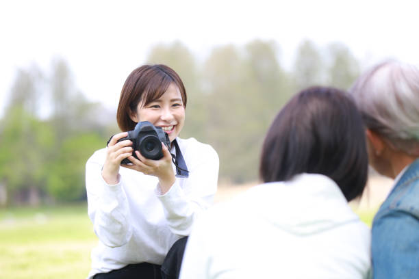Family taking pictures
