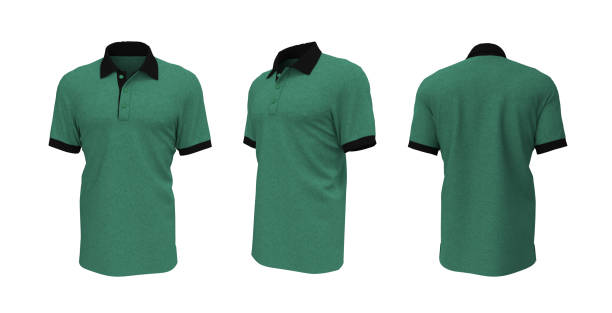 istock Blank collared shirt mockup, front, side and back views, tee design presentation for print, 1315091101