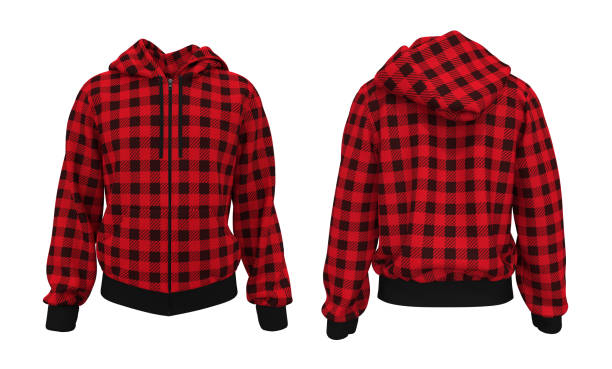 Blank hooded sweatshirt mockup with zipper in front and back views