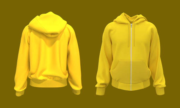 istock Blank hooded sweatshirt mockup with zipper in front and back views 1315092254