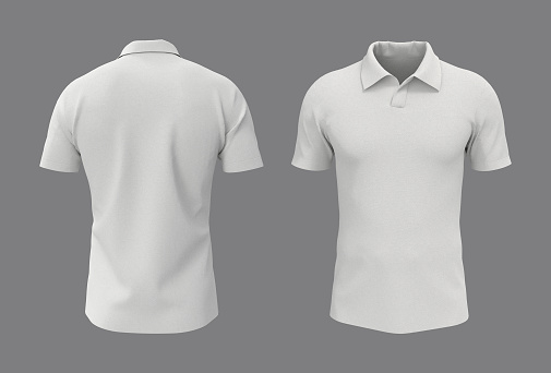 Blank Collared Shirt Mockup Front And Back Views Stock Photo - Download ...