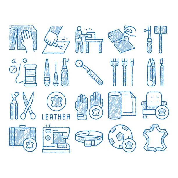 Vector illustration of Leatherworking Job icon hand drawn illustration